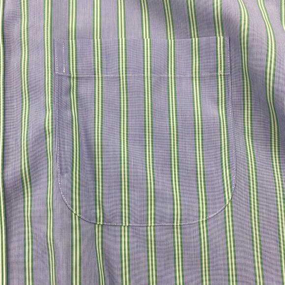 Brooks Brothers Formal Shirt Men 16.5 - 34 Gray Green Stripes Non-Iron Cotton - Picture 3 of 8